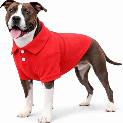 lovelonglong Basic Dog Polo Shirts Premium Cotton, Polo T-Shirts for Large Medium Small Dogs with a Two-Button Collar Blank Color Red XL