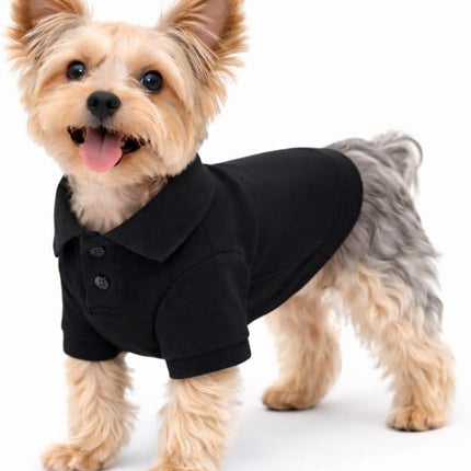 lovelonglong Basic Dog Polo Shirts Premium Cotton, Polo T-Shirts for Large Medium Small Dogs with a Two-Button Collar Blank Color Black S