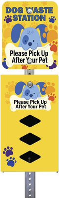Dispense-Art™ Collection Cartoon Dogs - Custom UV Printed Design on Rust-Proof Aluminum 7' Dog Waste Station with 400 Dog Waste roll Bags - Over 500k Stations Sold in US
