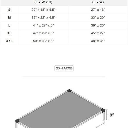 K9 Ballistics Chew Proof Elevated Outdoor Cooling Cot Bed for XX Large Dogs - Virtually Indestructible, Preassembled, Withstands Aggressive Chewers & Diggers - XXL, Gray Vinyl