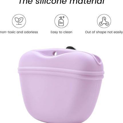 AUDWUD Silicone Dog Treat Pouch,With Dog Training Clicker,Clip on Portable Training Container,Convenient Magnetic Buckle Closing and Upgraded Waist Clip for Enhanced Stability