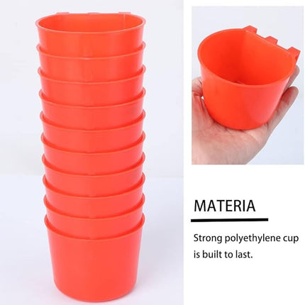 10 Pack Bird Cage Feeding Cups Chicken Seed Bowl Hanging Parrot Food Dishes,Feeder and Waterer Coop Cup Water Bottles for Pigeon Quail Parakeets Rabbit Poultry