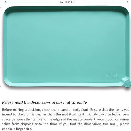 Hoki Found Silicone Pet Food Mats - Non Slip Cat & Dog Bowl Placemats - Waterproof Pet Feeding Mats - Cool Mint