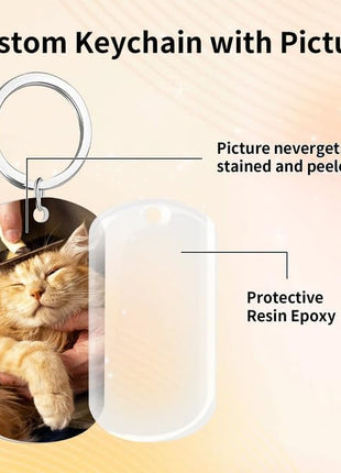 Custom Dog Memorial Keychain with Color Photo & Epoxy Shield - Personalized Pet Loss Gift, Engraved Remembrance Keychain for Dogs/Cats