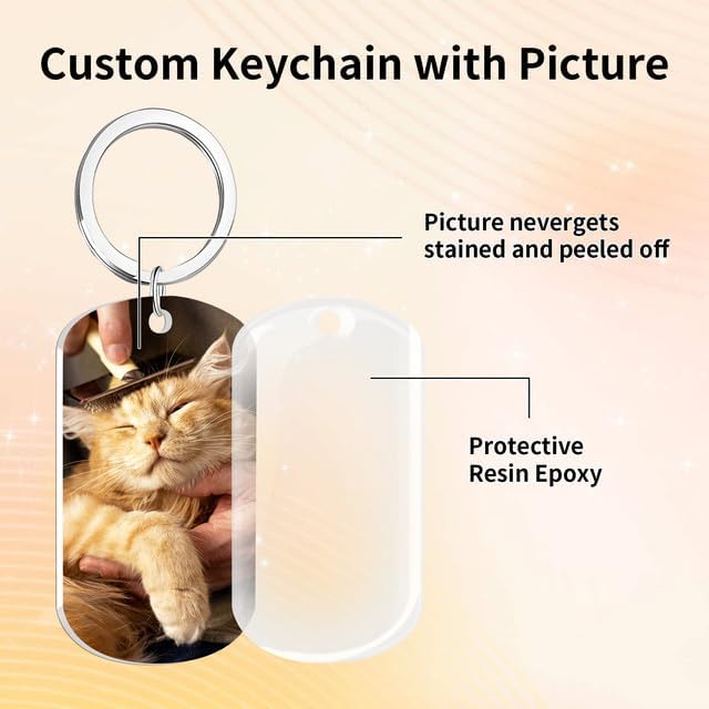 Custom Dog Memorial Keychain with Color Photo & Epoxy Shield - Personalized Pet Loss Gift, Engraved Remembrance Keychain for Dogs/Cats
