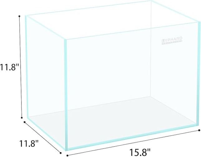 LYPHARD AQUARIUMS 9.5 Gallon Rimless Aquarium, Ultra Clear Glass Low Iron Small Fish Tank for Betta, L15.7×W11.8×H11.8 Inches Thickness 5mm with EVA Foam Mat Included