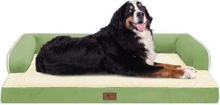 Large Dog Bed Orthopedic Washable - Removable Waterproof Cover Bed Pet - XXXL Large Big Dogs - Memory Foam - Couch Sofa with Removable Bolster - Grass Green Dog Bed