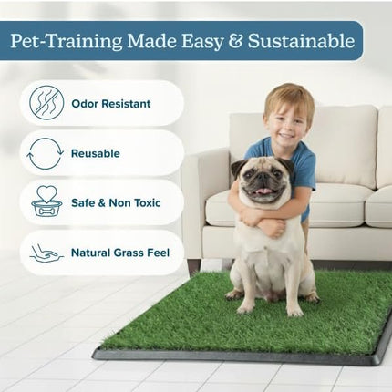 Artificial Grass Puppy Pee Pad for Dogs and Small Pets - Set of Three 18.25x14.25 Inch, Reusable 3-Layer Turf Pads for Dogs - Indoor and Outdoor Fake Grass Potty Pet Supplies by PETMAKER