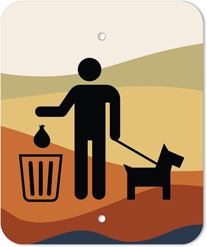 DISPENSE-ART™ collection "Desert Landscape" - Custom UV printed design on rust-proof aluminum starter dog waste station/roll bag system - Includes 400 dog waste bags & 10x12 Sign