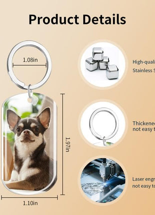 Custom Dog Memorial Keychain with Color Photo & Epoxy Shield - Personalized Pet Loss Gift, Engraved Remembrance Keychain for Dogs/Cats