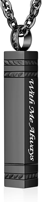 abooxiu Urn Necklace for Ashes Memorial Cremation Jewelry for Ashes Stainless Steel Ashes Jewelry Cube Ashes Necklace Bar Urn Pendant for Women Men