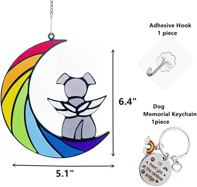Dog Memorial Gifts, Death Sympathy Gift for Loss of Dogs, Rainbow Bridge Pet Passing Away Pet Memorial Sun Catcher Gifts