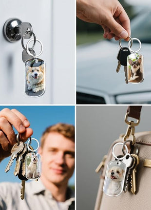 Custom Dog Memorial Keychain with Color Photo & Epoxy Shield - Personalized Pet Loss Gift, Engraved Remembrance Keychain for Dogs/Cats