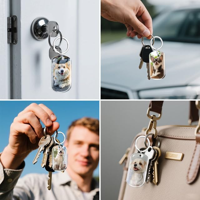 Custom Dog Memorial Keychain with Color Photo & Epoxy Shield - Personalized Pet Loss Gift, Engraved Remembrance Keychain for Dogs/Cats