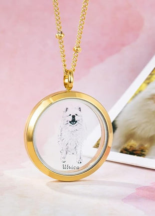 callie Personalized Pet Fur Memorial Necklace - Custom Name, Dog Cat Hair Ashes Storage Glass Necklace, Birthday Memory Jewelry Gifts for Women Pet Lovers