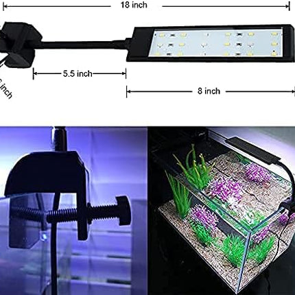 Fish Tank Clip on Light, VARMHUS RGB Clamp Aquarium Light Fish and Plant Aquarium Lighting with Timer Dimmer for Sunrise and Sunset (7W)