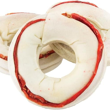 Dingo Ringo-o-o, Premium Rawhide Treats with Real Meat for Small, Medium, and Large Dogs 5-Count