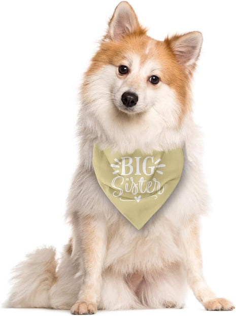 Big Sister Dog Bandana, Light Yellow Dog Bandana, Pet Scarf Accessories, Pet Triangle Scarf, Pets Bandana for Small Medium Dogs, Baby Announcement Dogs Bandana