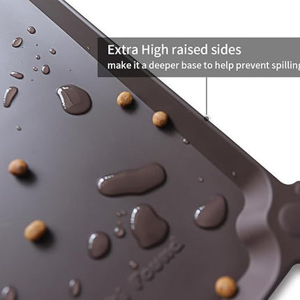 Hoki Found L Silicone Non Slip Pet Dog Cat Bowl Mats - Waterproof Dog Cat Food Mats - Dark Oak