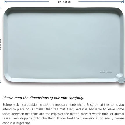 Hoki Found Silicone Pet Food Tray - High-Lips Dog Cat Bowl Mats - Waterproof Dog Cat Food Mats - Battleship