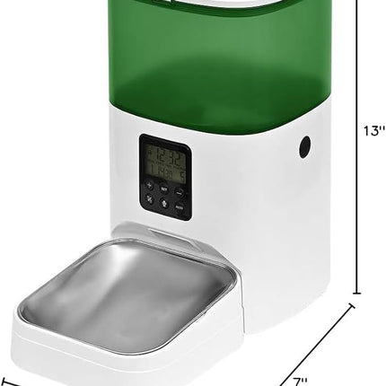 Automatic Cat Feeder, Cat Food Dispenser with 10s Voice Recorder, Pet Feeder up to 8 Meals per Day, Timed Feeder with Dry Food Sealed Ring (Black, 4L)