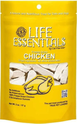 LIFE ESSENTIALS BY CAT-MAN-DOO All-Natural Freeze Dried Chicken Treats for Dogs & Cats Free of Grains, Fillers, Additives and Preservatives Proudly Made in The USA - (2 oz. Bag)