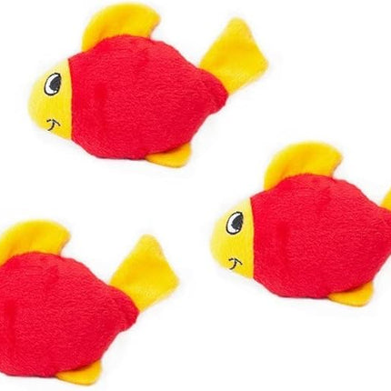 ZippyPaws - Sea Buddies Burrow, Interactive Squeaky Hide and Seek Plush Dog Toy - Fish Miniz, 3 Pack
