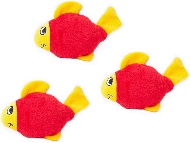 ZippyPaws - Sea Buddies Burrow, Interactive Squeaky Hide and Seek Plush Dog Toy - Fish Miniz, 3 Pack