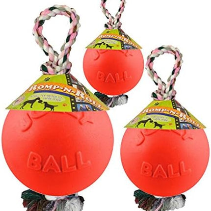 Jolly Pets Romp-n-Roll Rope and Ball Dog Toy, 8 Inches/Large, Orange