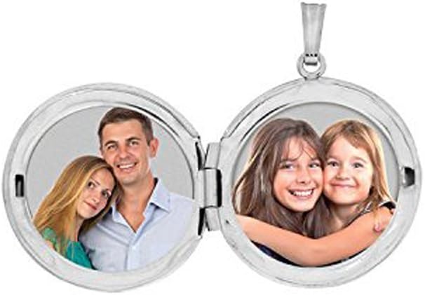 PicturesOnGold.com Sterling Silver Dogs Paw Print Round Picture Locket - 3/4 Inch X 3/4 Inch and 1 Inch X 1 Inch