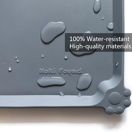 Hoki Found L Silicone Pet Food Mats - Non Slip Pet Dog Cat Bowl Mats - Gray