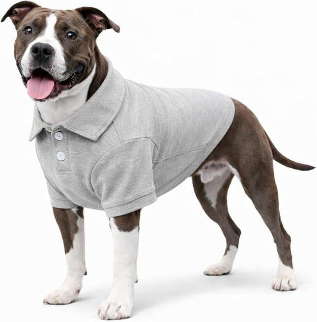 lovelonglong Basic Dog Polo Shirts Premium Cotton, Polo T-Shirts for Large Medium Small Dogs with a Two-Button Collar Blank Color Gray XXL