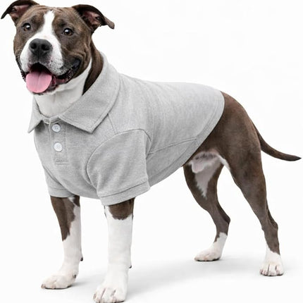 lovelonglong Basic Dog Polo Shirts Premium Cotton, Polo T-Shirts for Large Medium Small Dogs with a Two-Button Collar Blank Color Gray XL
