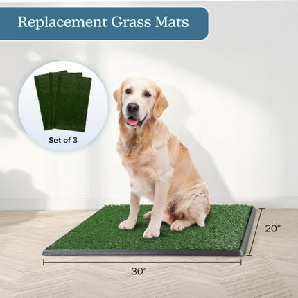 Artificial Grass Puppy Pee Pad for Dogs and Small Pets - Set of Three 30x20 Inch, Reusable 3-Layer Turf Pads for Dogs - Indoor and Outdoor Fake Grass Potty Pet Supplies by PETMAKER