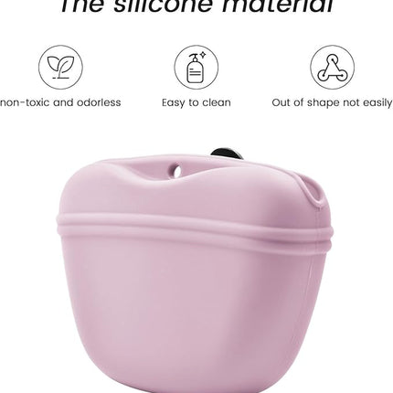 AUDWUD Silicone Dog Treat Pouch,With Dog Training Clicker,Clip on Portable Training Container,Convenient Magnetic Buckle Closing and Upgraded Waist Clip for Enhanced Stability