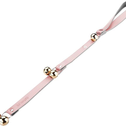 Leather Dog Doorbells for Door Knob/Potty Training/Go Outside, Length Adjustment Copper Dog Bell, Housetraining Hanging Bell, Pink Leather Golden Bells.