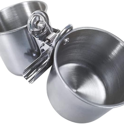 Texsens Bird Feeding Cups - Parrot Food Dish Stainless Steel Parrot Feeders Water Cage Bowls with Clamp Holder for Parakeet African Greys Conure Cockatiels Budgies Chinchilla Small Animal