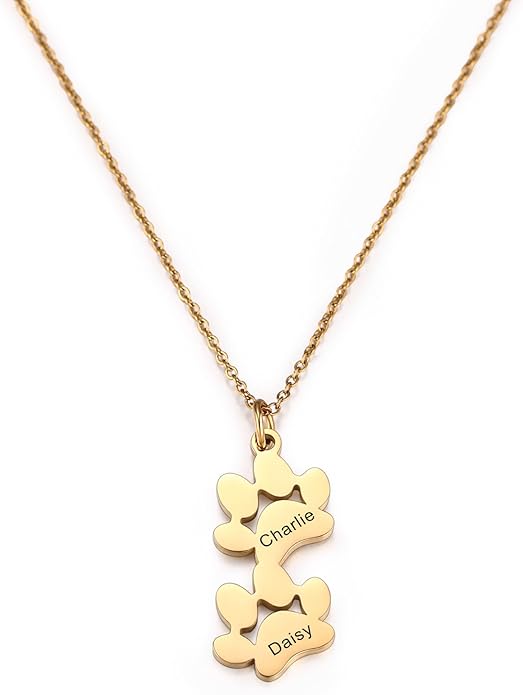 MeMeDIY Personalized Paw Print Necklace for Women Engraved Name Dog Paw Necklace Stainless Steel/925 Sterling Silver Paw Necklace Pet Memorial Necklace 1-4 Cat Paw Print Necklace