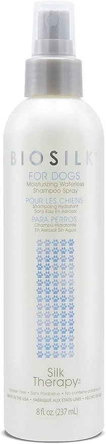 BioSilk for Dogs Silk Therapy Deep Moisture Waterless Shampoo Spray, 2 Pack | Waterless Dog Shampoo Spray for All Dogs and Puppies | 8 Fl Ounces, Pack of 2