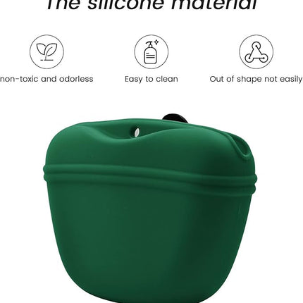 AUDWUD Silicone Dog Treat Pouch,with Dog Training Clicker,Clip on Portable Training Container,Convenient Magnetic Buckle Closing and Upgraded Waist Clip for Enhanced Stability