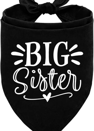 Big Sister Bandana for Dogs, Pet Pregnancy Announcement, Black Dog Bandana, Dog Bandanas for Large Dogs (L)