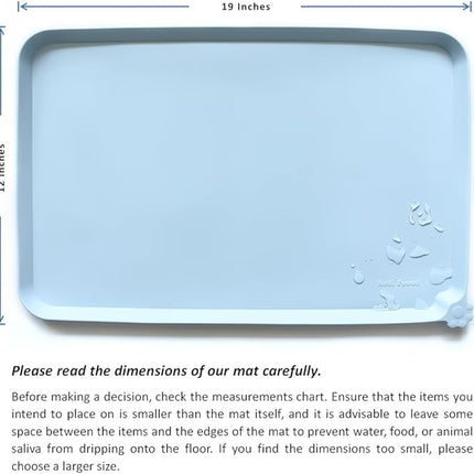 Hoki Found Silicone Pet Food Mats - Non Slip Bowl Placemats for Dogs & Cats - Waterproof, Suitable for Carpet - Frost