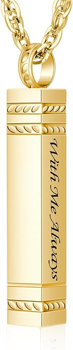 abooxiu Urn Necklace for Ashes Memorial Cremation Jewelry for Ashes Stainless Steel Ashes Jewelry Cube Ashes Necklace Bar Urn Pendant for Women Men