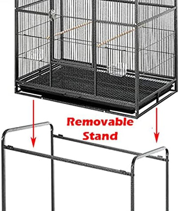 64" Extra Large Tight 1/2-Inch Bar Spacing Wrought Iron Flight Canary Parakeet Cockatiel Lovebird Finch Home Cage Side Nesting Box Doors with Removable Rolling Stand