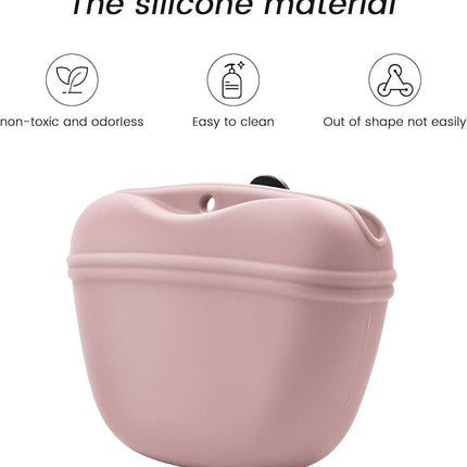 AUDWUD Silicone Dog Treat Pouch,With Dog Training Clicker,Clip on Portable Training Container,Convenient Magnetic Buckle Closing and Upgraded Waist Clip for Enhanced Stability