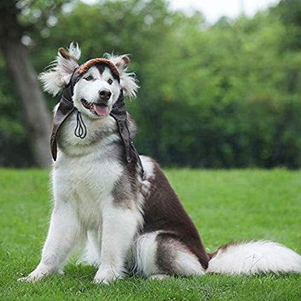 Leconpet Dog Aviator Hat, Dog Winter Pilot Hat with Ear Flaps for Cold Weather (XL, Brown)