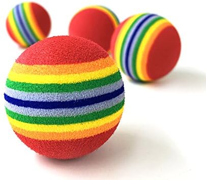 PET SHOW 50pcs 1.38" Cat Toy Balls Interactive for Indoor Cats Red Rainbow Soft EVA Foam Kittens Favorite Toys 35mm Dia. Small Dogs Puppies Toy Balls Bulk Activity Chase Quiet Play Sponge Ball