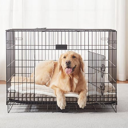 Dog Bed for Large Dogs, Dog Mattress with Pillow for Crate Kennel, Sofa pet Bed, Super Soft pet Bed for Medium, Jumbo, Small Dogs Breeds (Beige, Medium:(31"x25"x3")