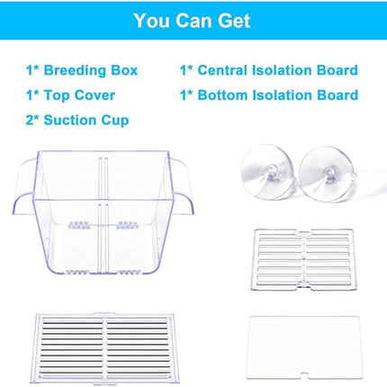 Fish Breeding Box Aquarium Holding Tank Transparent Fish Isolation Box Acclimation Hatchery Incubator Breeder for Betta Shrimp Clownfish Guppy Small