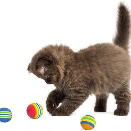 PET SHOW 15pcs 1.4" Interactive Cat Toy Balls for Indoor Cats Colorful Rainbow Soft Foam Kitten Toys Ball for Small Dogs Puppies Quiet Playing Stuff